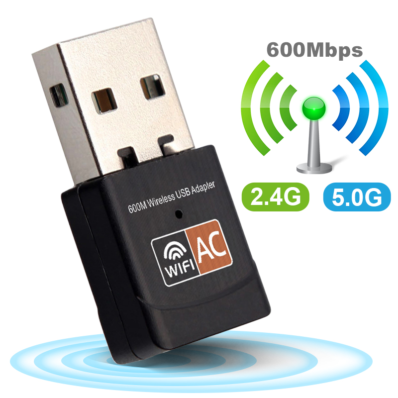2.4GHz+5GHz Dual Band 600mbps USB Wifi Adapter Wireless Network Card Wireless USB WiFi Adapter wifi Dongle PC Network Card