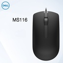 Dell Ms116 Black Accurate Positioning Notebook Computer Plastic Office USB Interface Optical Wired Mouse