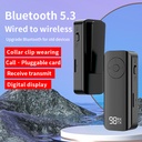 Bluetooth 5.3 Audio Transmitter Receiver 3.5MM AUX Support TF Card With Mic Collar-Clip Wireless Adapter