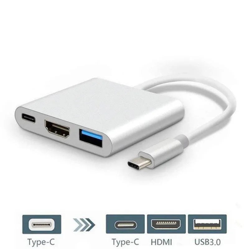Type-C to USB 3.1 HDMI Docking Station 3 in 1 USB C Hub Screen Expansion 4K Adapter