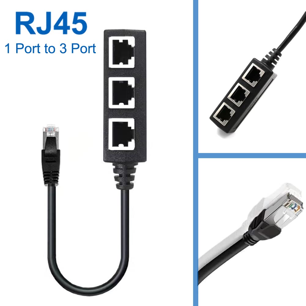 RJ45 1 Male to Three Female Ethernet Splitter Socket Port LAN Ethernet Network Splitter Adapter Cable