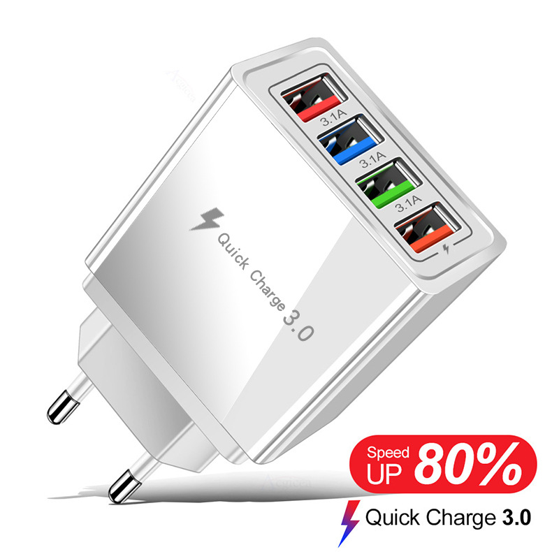 4USB Mobile Phone Charger 3.1A Multi-port Charging Head