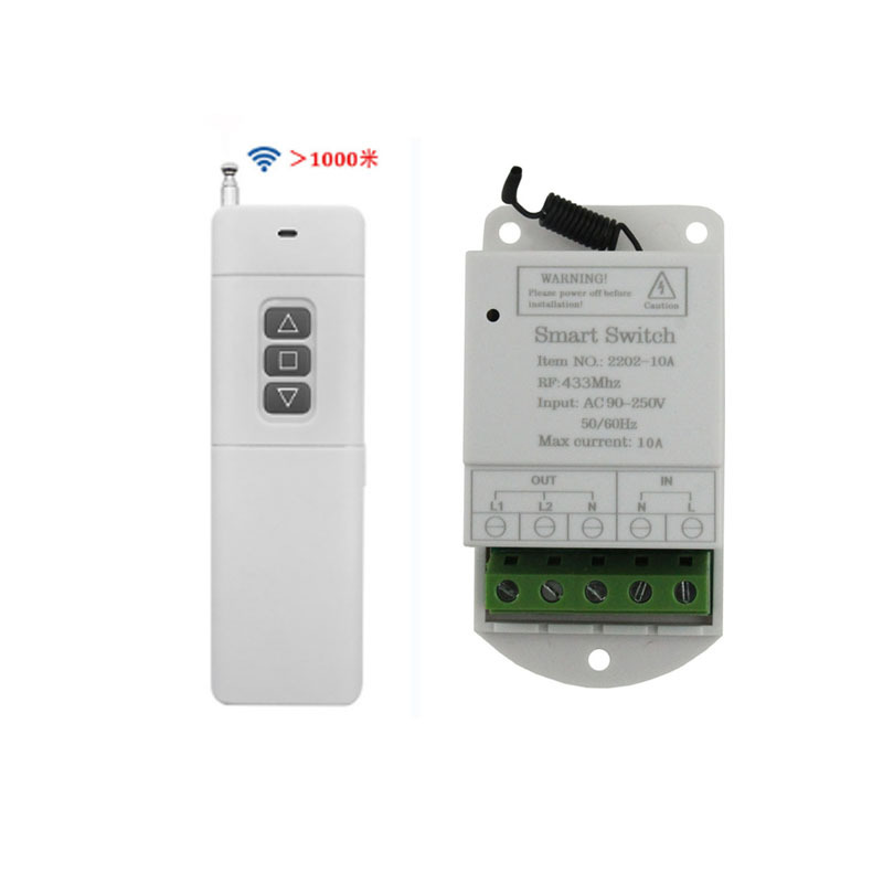 433MHz Rf Universal Remote Control 10A Relay Controller AC 220V 2CH Receiver and Transmitter for AC Motor Light Garage Gate Door