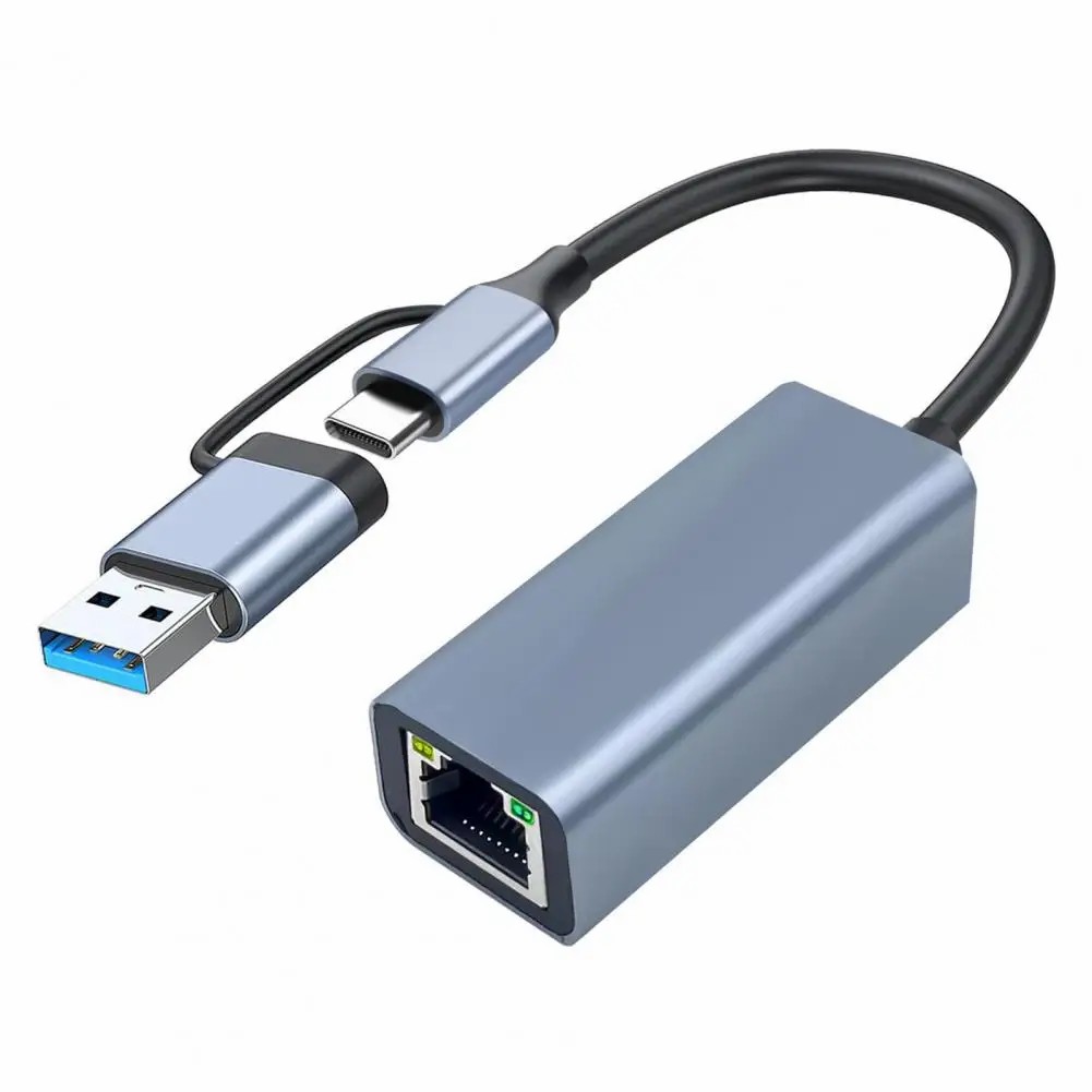 Type C gigabit 1000Mbps driver-free network card dual adapter USB3.0 to network port rj45 wired network converter