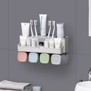 Toothbrush holder bathroom rack no punching wall-mounted bathroom wash set automatic toothpaste squeezer mouthwash cup