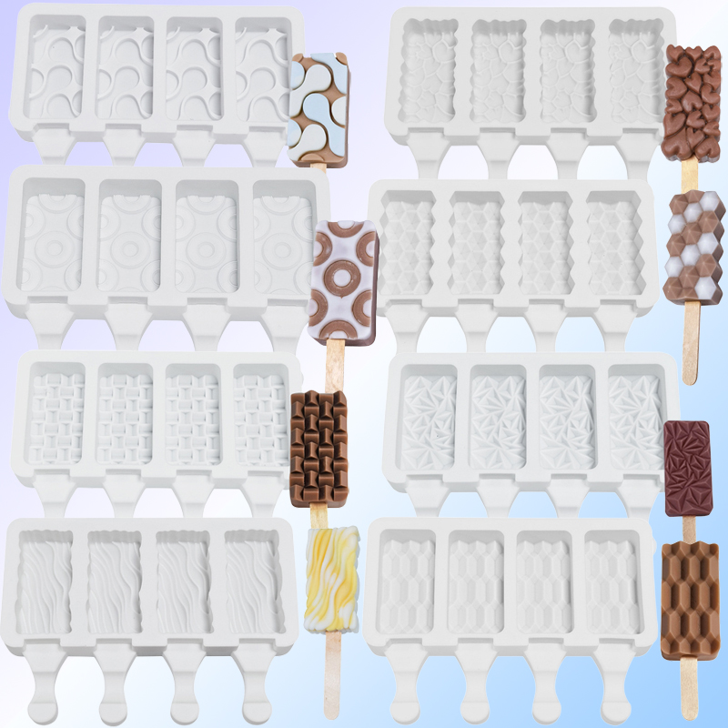 Silicone Ice Cream Mold Geometry Pattern Silicone Popsicle Molds DIY Ice Cream Mould Ice Pop Maker Mould Summer Ice Tray