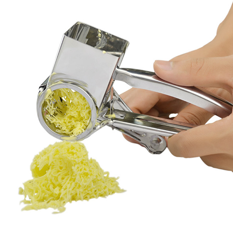 Rotary Cheese Grater Cheese Cutter Slicer Shredder with 4 Interchanging Rotary Sharp Cylinders Stainless Steel Drum Slicer