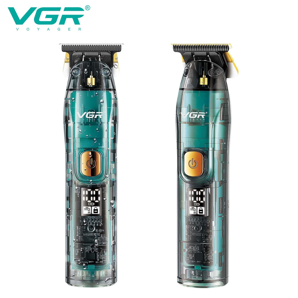 Vgr961 Transparent Ipx7 Waterproof Hair Clipper Professional Barber Beard Trimmer Rechargeable Wireless Men's Hair Trimmer