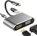 4 in 1 Type C to 4K HDMI TV HDTV +VGA+USB 3.0 Hub+60W PD OTG Charging Power Audio Video Adapter Cable