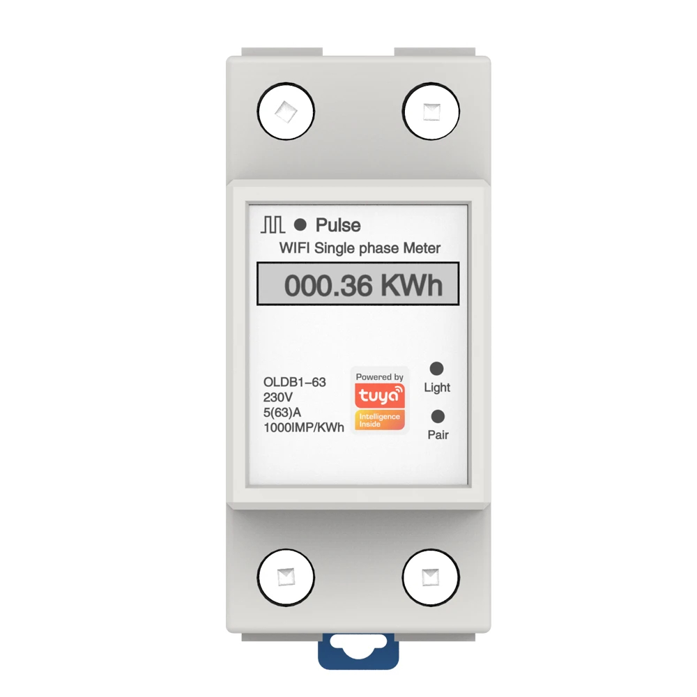 Tuya APP WIFI Smart Energy Meter AC230V 63A Singles Phase Meter Voltage Current Active Power Electricity Display Meter