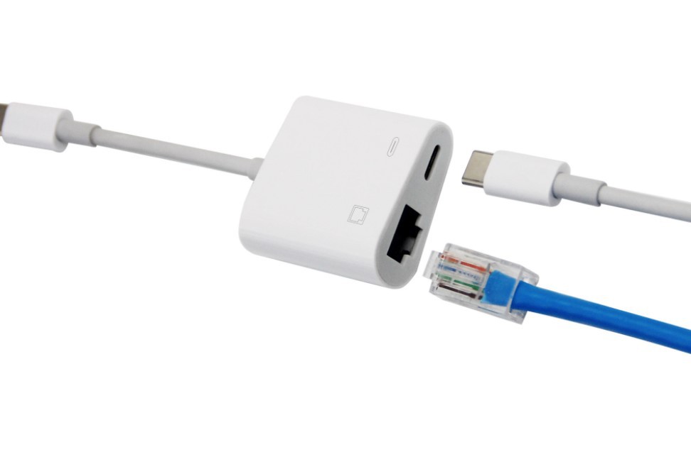 10/100Mbps Lightning to RJ45 Adapter 2 in 1 Ethernet LAN Network Adapter with Charge Port Compatible with IPhone/iPad/iPod Plug and Play