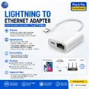 10/100Mbps Lightning to RJ45 Adapter 2 in 1 Ethernet LAN Network Adapter with Charge Port Compatible with IPhone/iPad/iPod Plug and Play