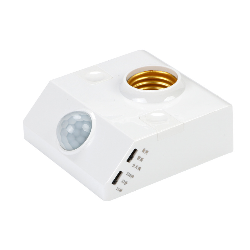 220V E27 LED Lamp Base Holder Human Body Induction Infrared Motion Sensor With Light Control Switch Bulb Socket Adapter