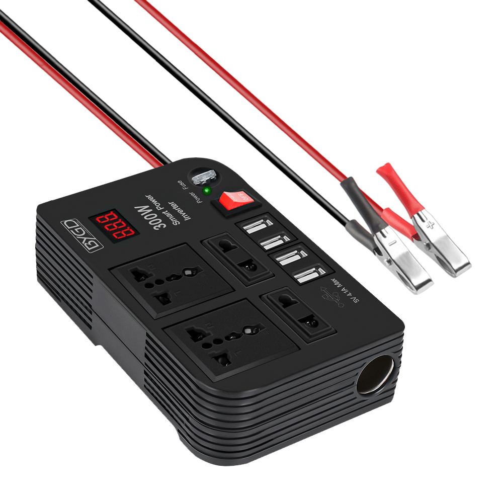 300W Car Inverter DC 12V to AC 220V Converter Outlets 4 USB Fast Charging Socket Power Adapter Modified Sine Wave Inverter Power Supply