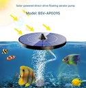 Solar-powered with Air Hose and Bubble Stone Fish Tank floating oxygen pump, battery-free direct drive Oxygenator