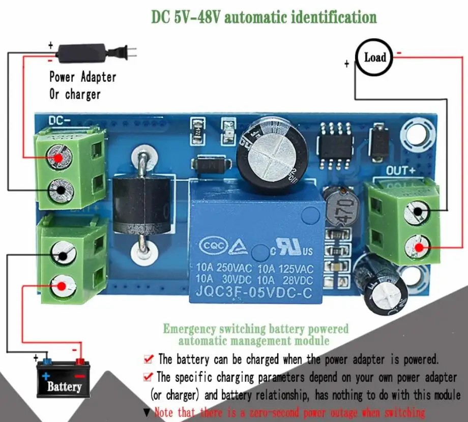 YX850 5V to 48V Board Relay Module Power-OFF Protection Module Automatic Switching Module