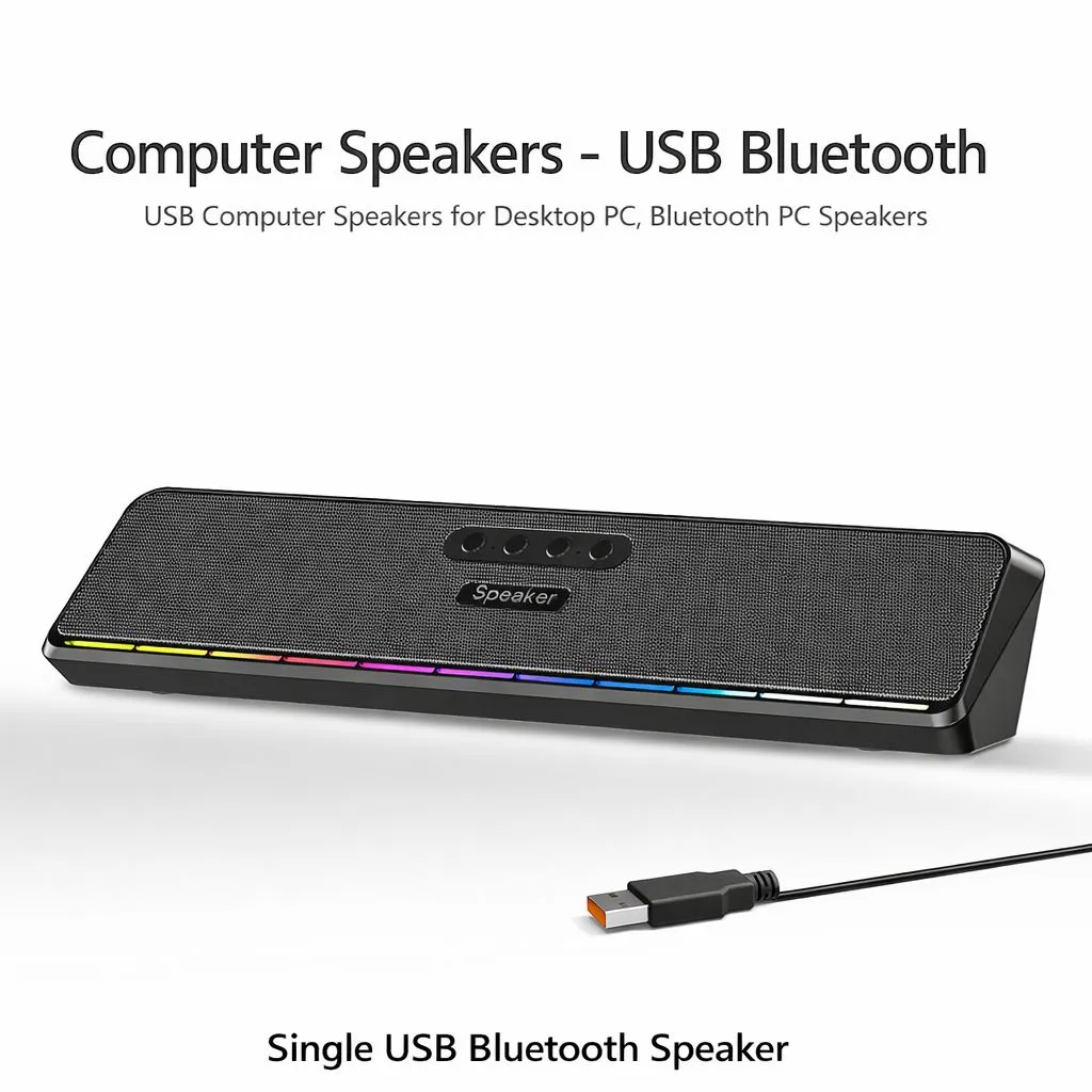 2-in-1 Portable Bluetooth & USB RGB Soundbar PC Speaker