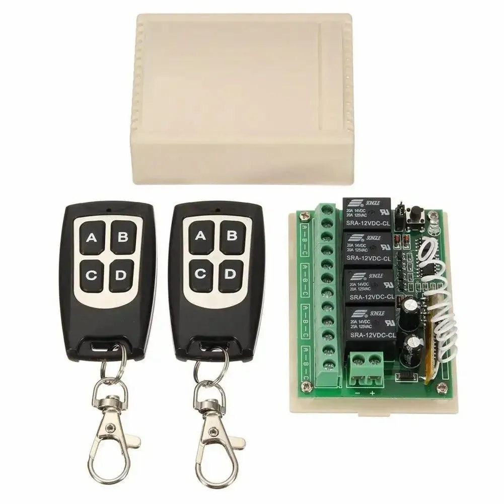 433MHz Wireless Remote Control Switch DC 12V 4CH relay Receiver Module With 4 channel RF Remote