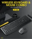 TF100 Wireless Keyboard Mouse Combo Full Size Silent Spill Resistant Multimedia 2.4G USB Keyboard
