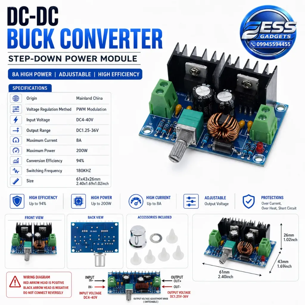 XL4016E1 PWM Adjustable Voltage Regulator 8A 200W XH-M401 DC-DC Buck Module
