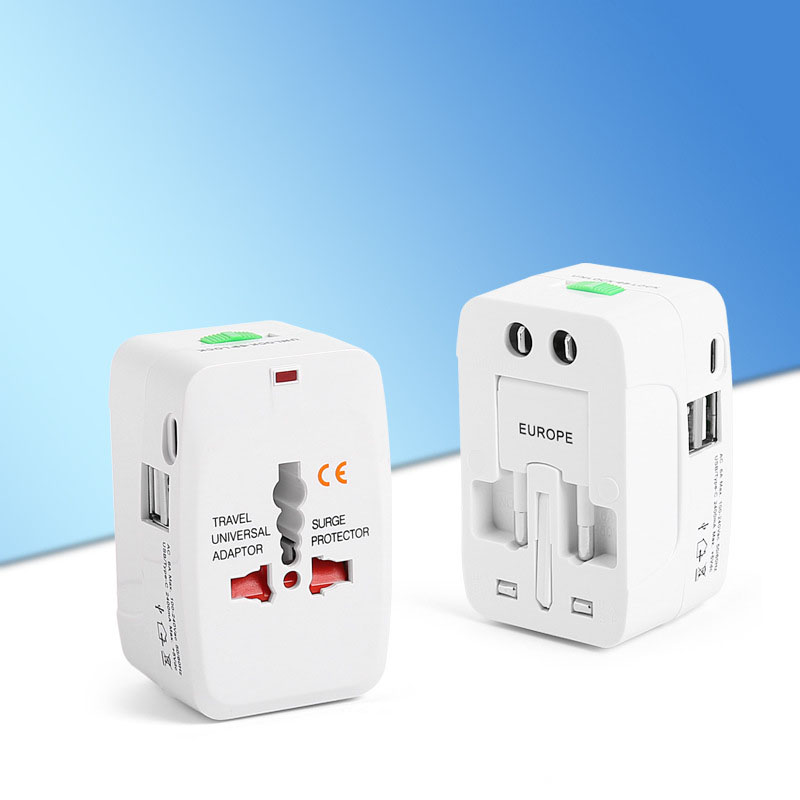 Universal Travel Adapter Type-C Multi-functional Dual USB Portable Travel Adapter