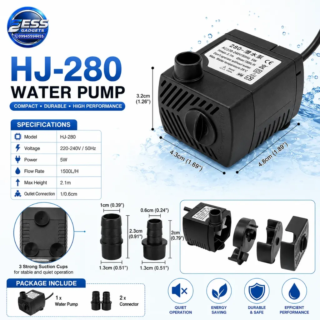 5W multifunctional household submersible fish tank pump