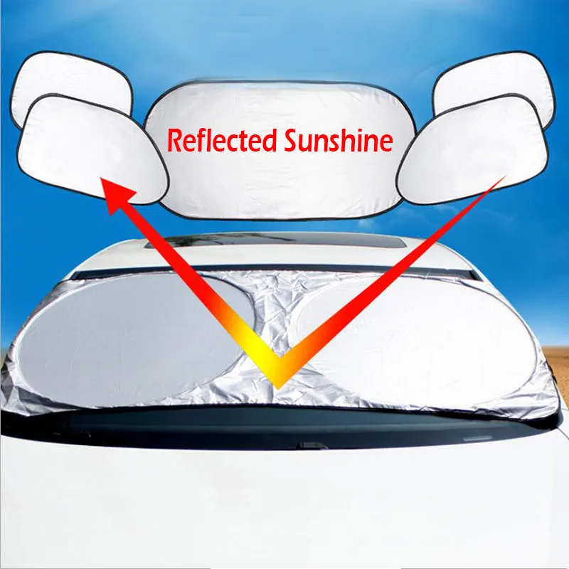 6Pcs Folding Silvering Reflective Car Windshield Window Sun Shade Visor Shield Cover