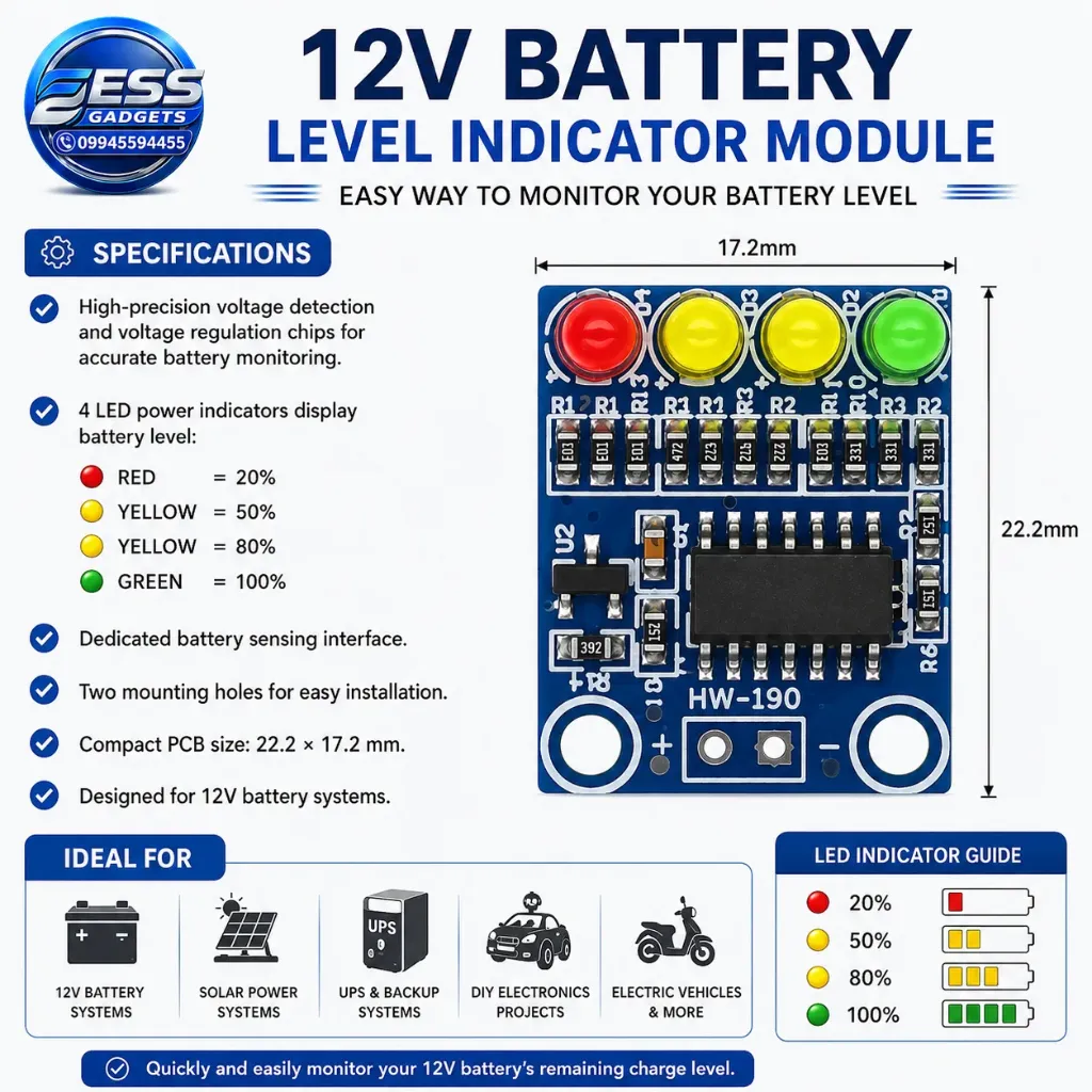 12V Battery 4-Segment Battery indicator Module