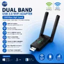 Wifi Adapter Dual Band 1300Mbps 2.4GHz/5GHz USB Wireless wifi Dongle