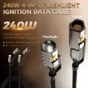 240W 4-in-1 Fast Charging Data Cable Type-C To Type-C Cable Flashlight Ignition Cord