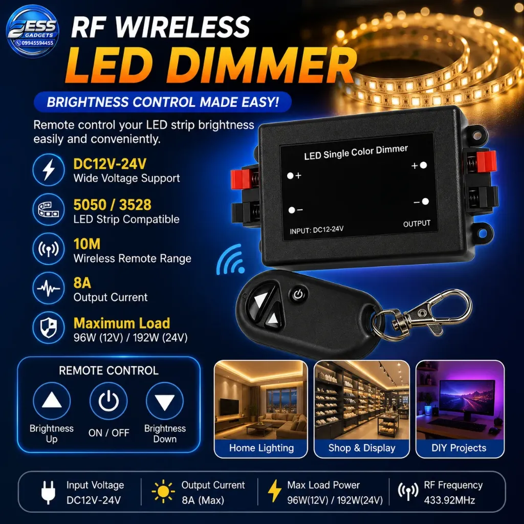 DC12-24V 8A Single Color Light Strip Wireless RF Remote Controller Dimmer