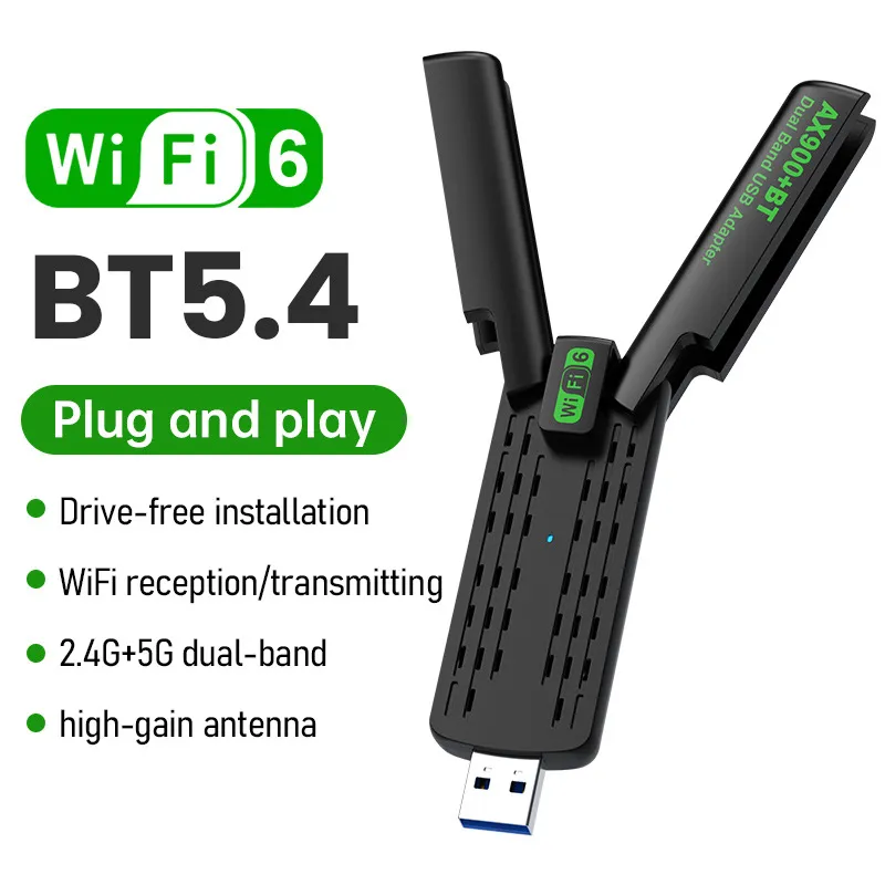 WiFi 6 + Bluetooth 5.4 USB Adapter (AX900)