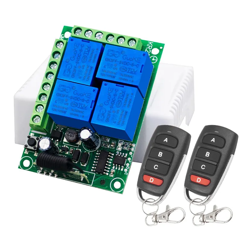 AC 220V 433Mhz 4CH Dry Contact Relay Module Receiver With Remote