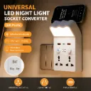 Universal Night Light Socket Converter Type C & 2 USB-A 3 Level Wall Lamp