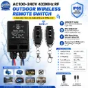 AC100-240V 30A IP65 Rated RF 433mhz Outdoor Waterproof Remote Control Switch Flame Retardant PC Shell