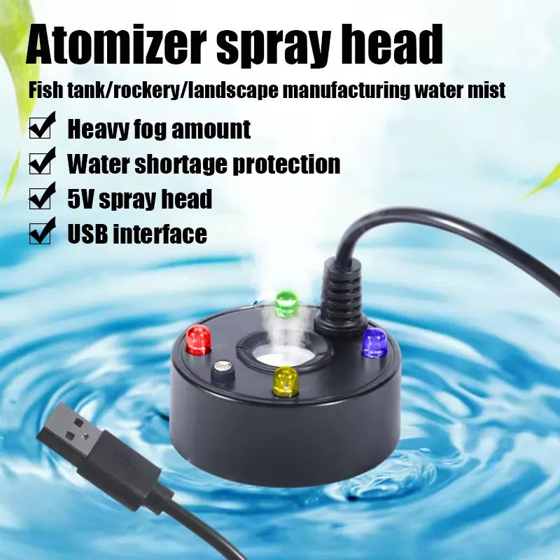 USB Mist Maker 4 Color LED Lights Water Fountain Pond Fog Machine Atomizer Air Humidifier