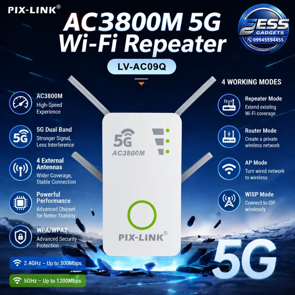 PIX-LINK AC3800M Dual-Band WiFi Range Extender