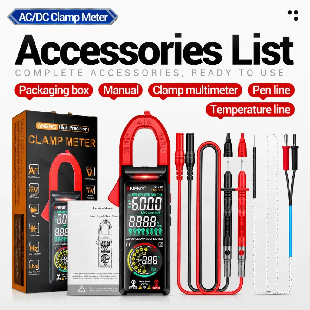 ANENG ST213 Color Screen Clamp Meter 6000 Counts NCV AC DC Voltage Current Ohm Tester