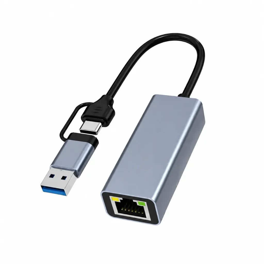 Type C gigabit 1000Mbps driver-free network card dual adapter USB3.0 to network port rj45 wired network converter (Type 1)