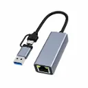Type C gigabit 1000Mbps driver-free network card dual adapter USB3.0 to network port rj45 wired network converter