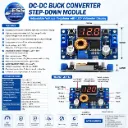 5A high-power 75W DC-DC Adjustable Step-Down Module 4.0-38V to 1.25V-36V buck-stabilized power supply module with voltmeter display