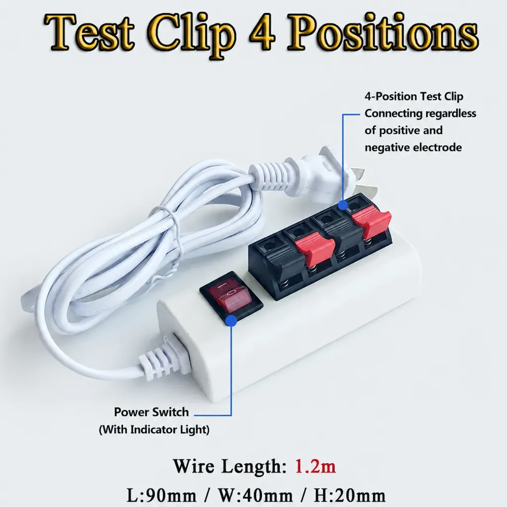 4 Position Test Clip Power Cord with Switch