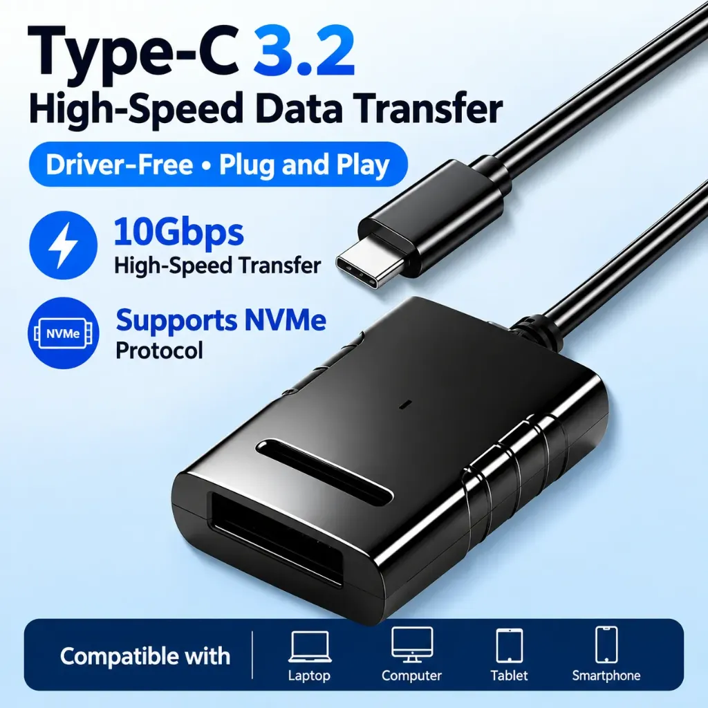 Type-C to M.2 NVMe Easy Drive Cable – NVMe SSD Data Transfer Adapter