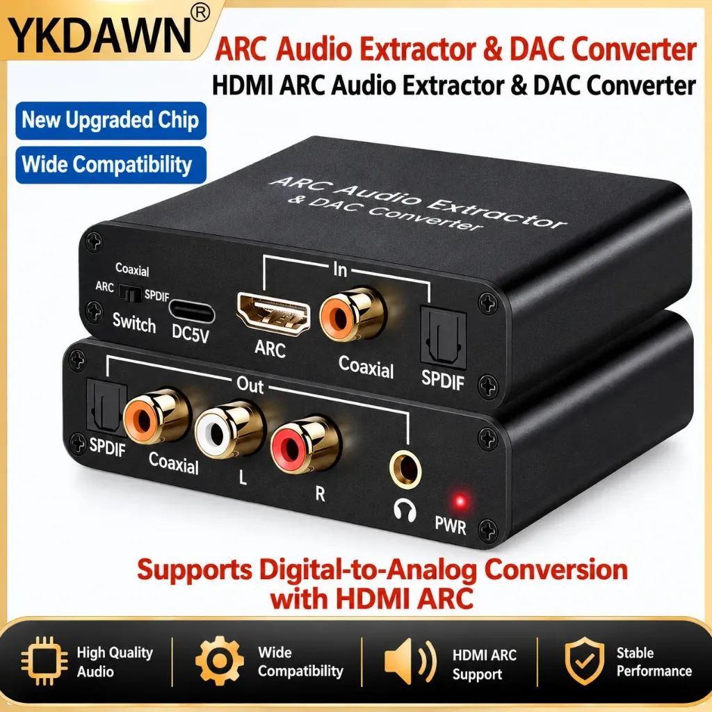 192KHz HDMI ARC Audio Extractor HDMI ARC To Coaxial Optical Toslink Digital SPDIF Switch 3.5mm AUX Analog Audio Return Channel