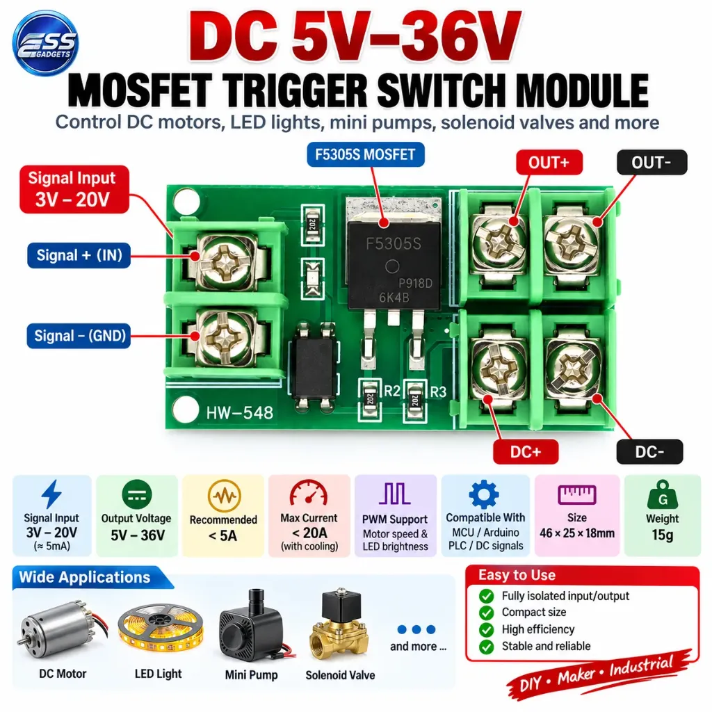 DC 5V–36V MOSFET Trigger Switch Module