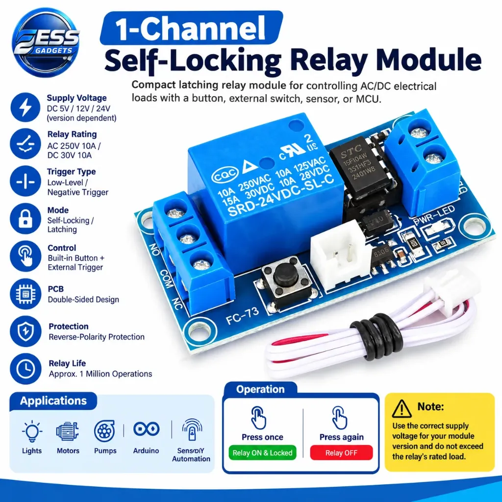 1-Channel Self-Locking Relay Module