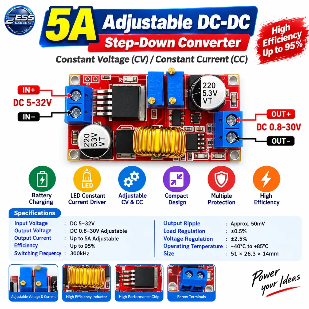 XL4015 5A DC to DC CC CV Lithium Battery Step down Charging Board Led Power Converter Lithium Charger Step Down Module