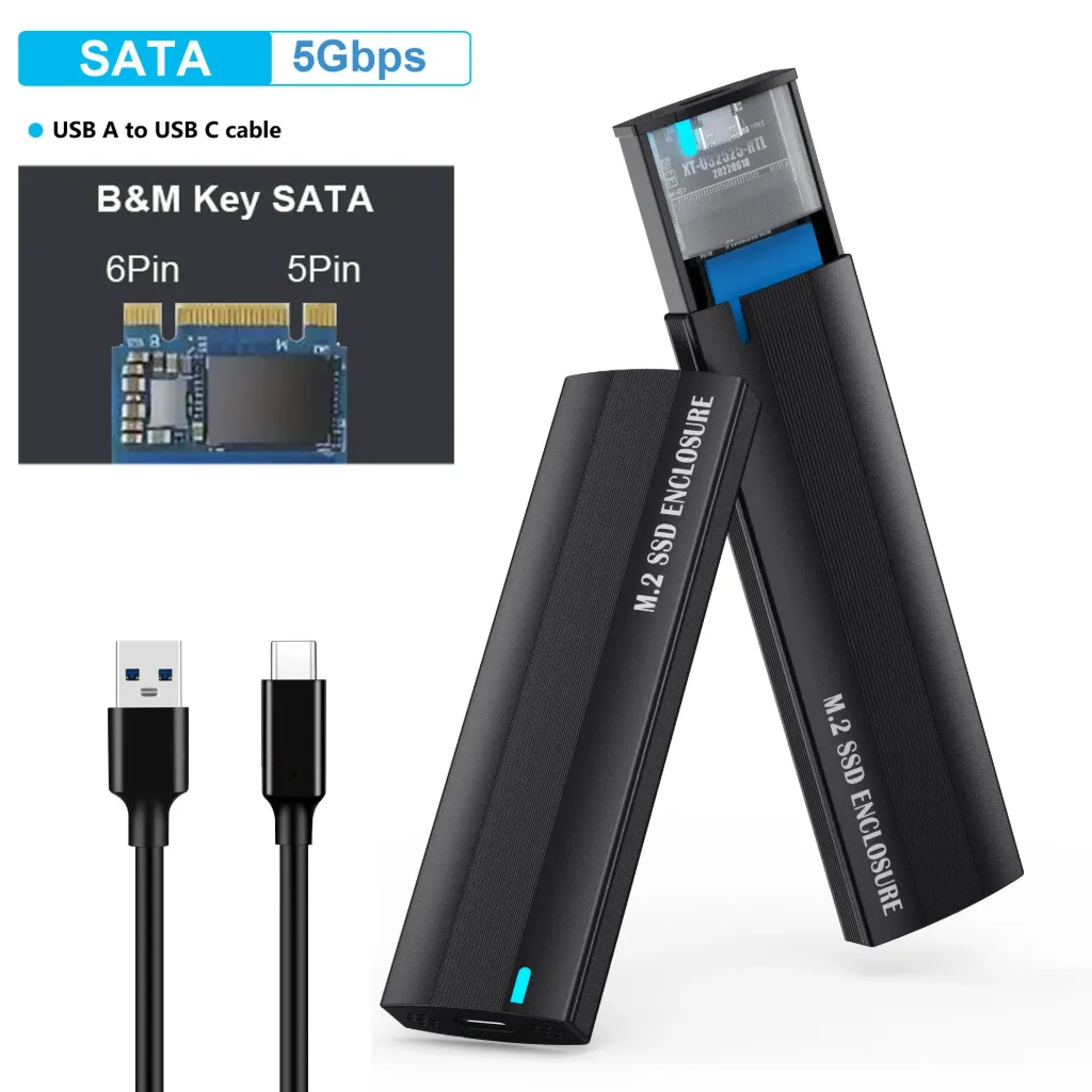 M.2 NVME NGFF External SSD Case NGFF SATA Solid State Drive Enclosure USB3.1 Type C Mobile M2 SSD Box Gen2 10Gbps (NGFF)