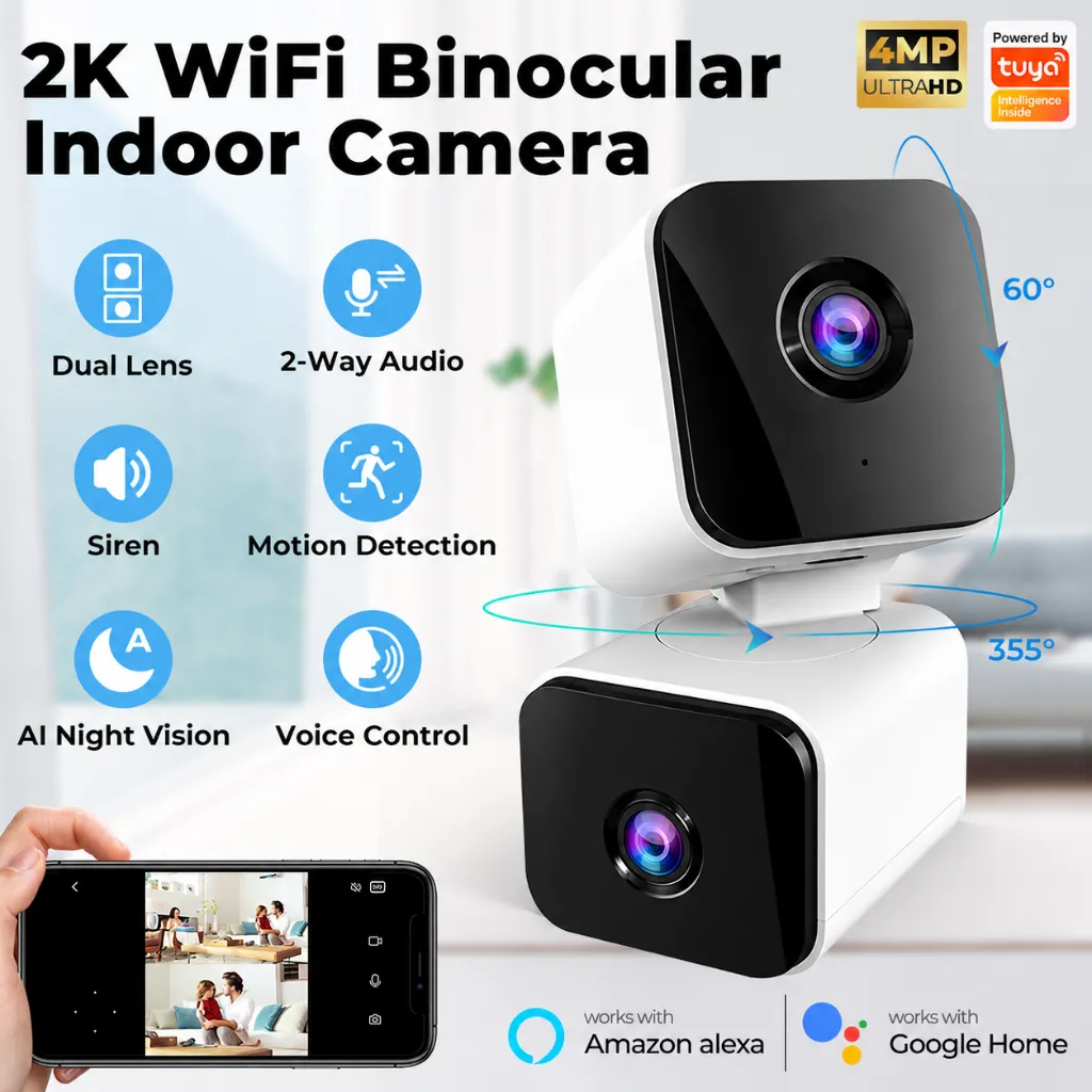 Tuya 2K 4MP WiFi Dual Lens Indoor Camera