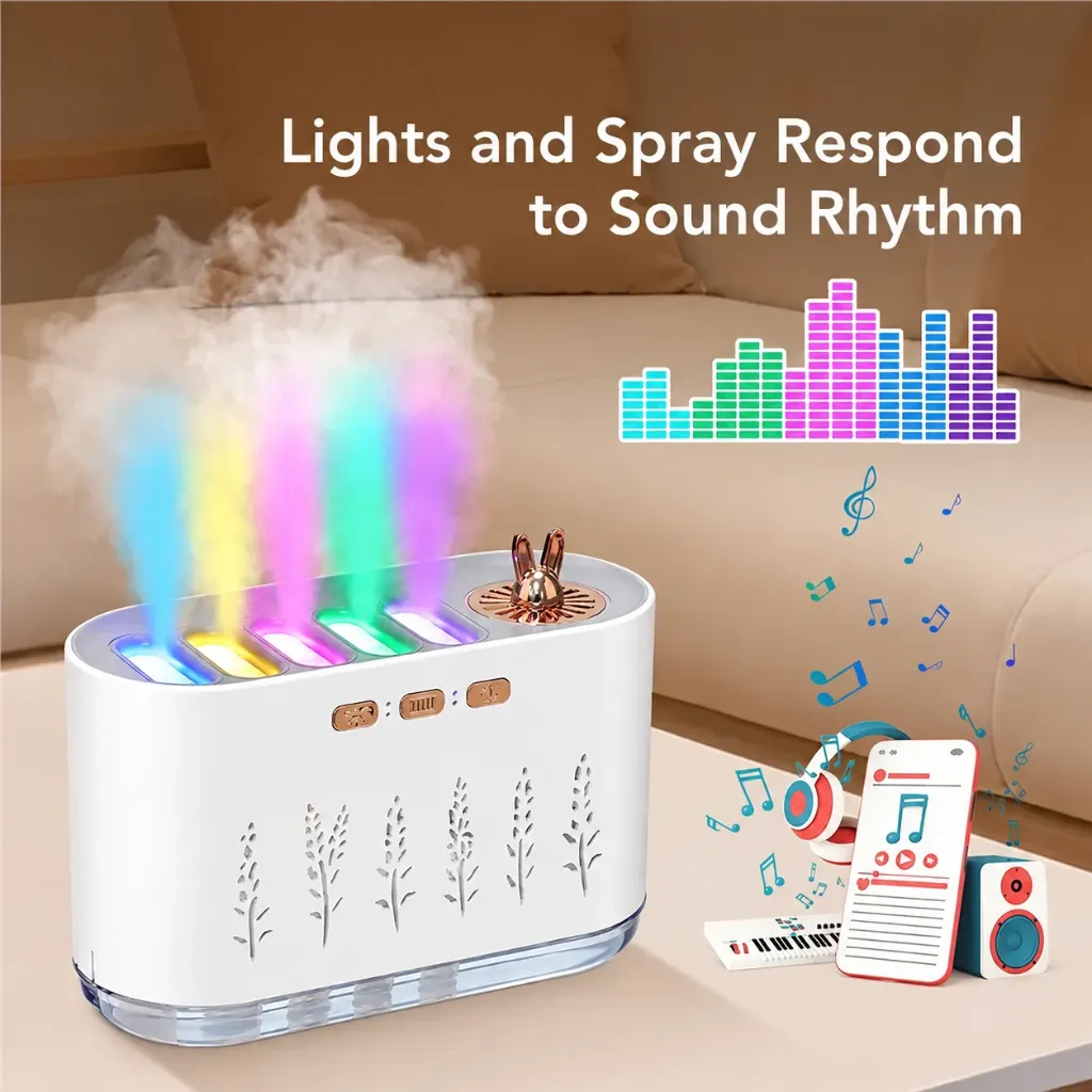 Air Humidifier Essential Oil Diffuser USB Plug In Cool Mist Humidifier 700ml Tank Musical Aroma Diffuser